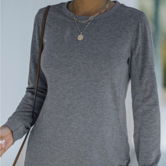 Grey Fleece Pullover Sweatshirt - Picture 5 of 11